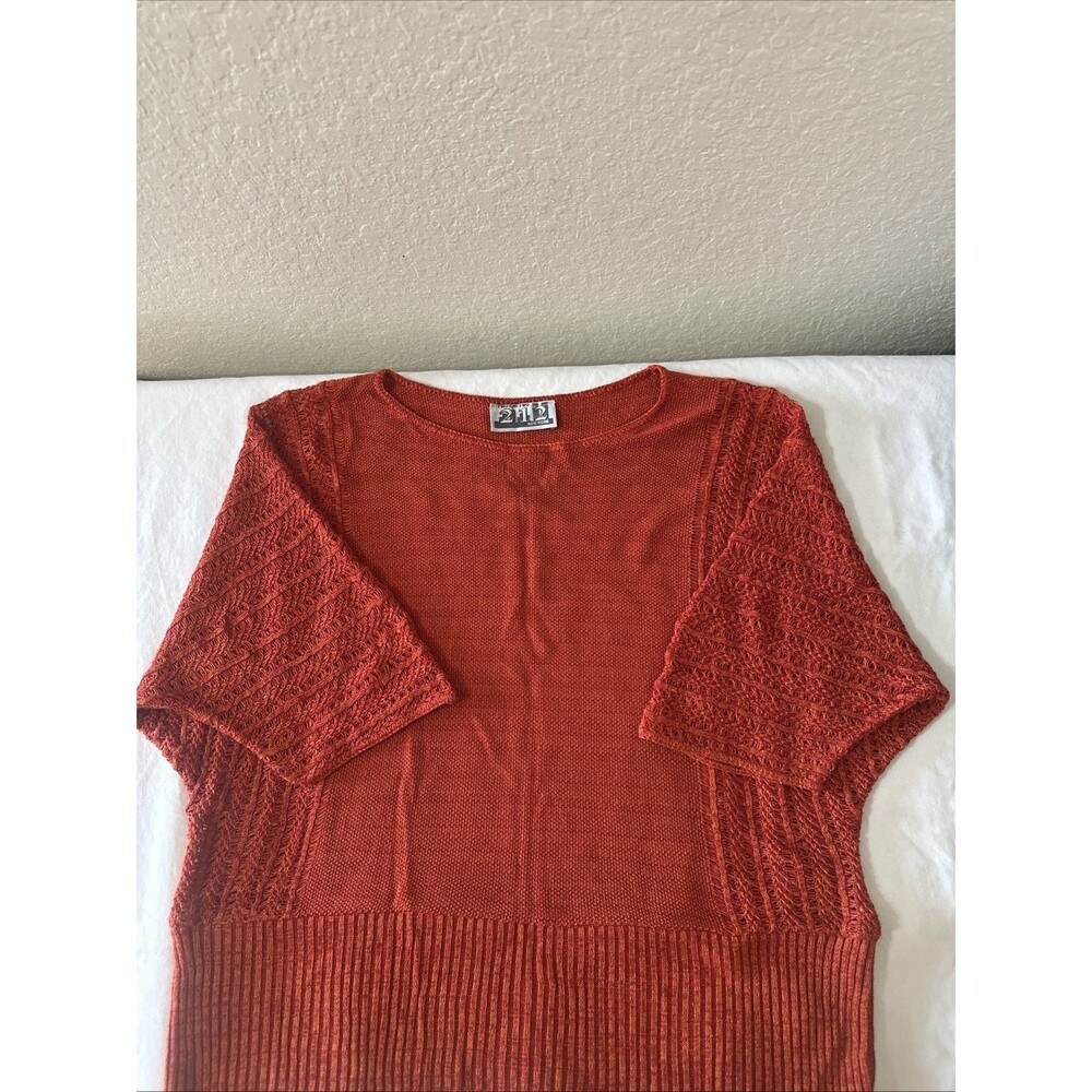 212 New York Sweater Burnt Orange, Lightweight XL Dolman Short Sleeves, Summery